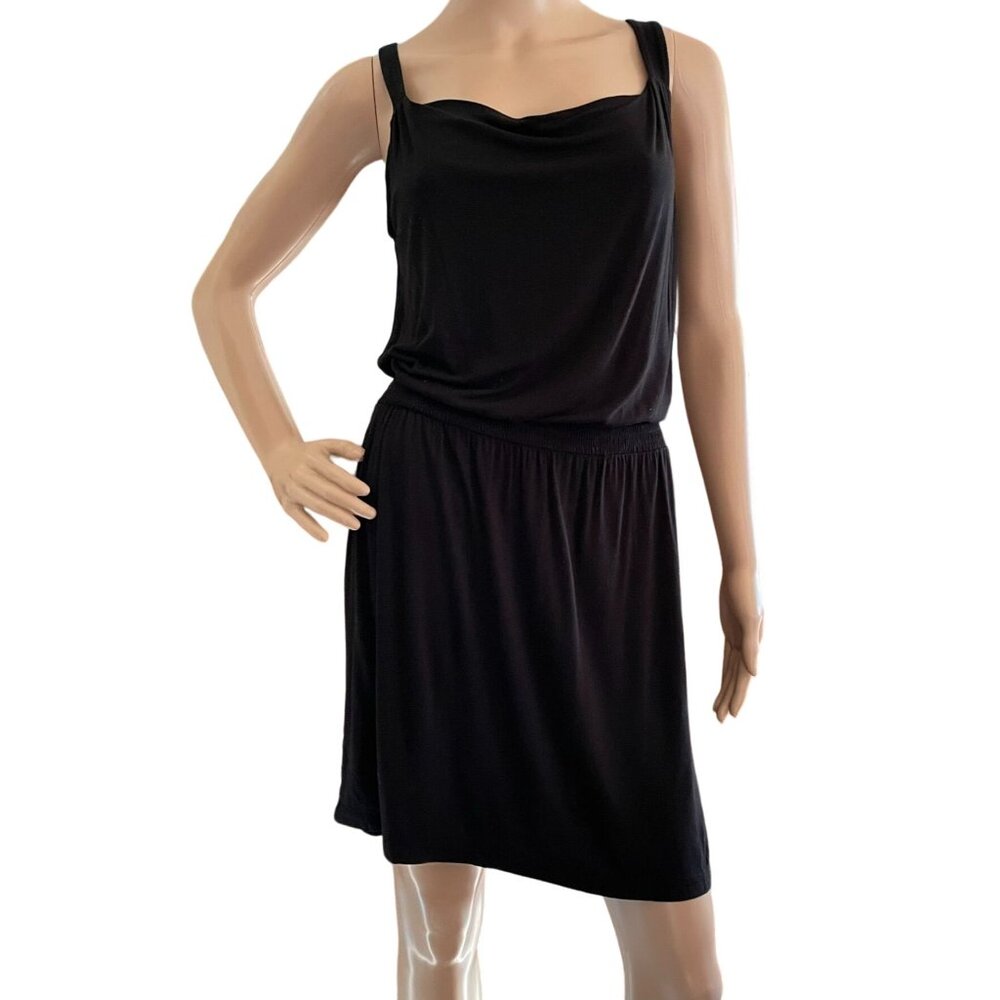 Ann Taylor Loft Dress Petites Size Small SP Black Sleeveless Elastic Waist